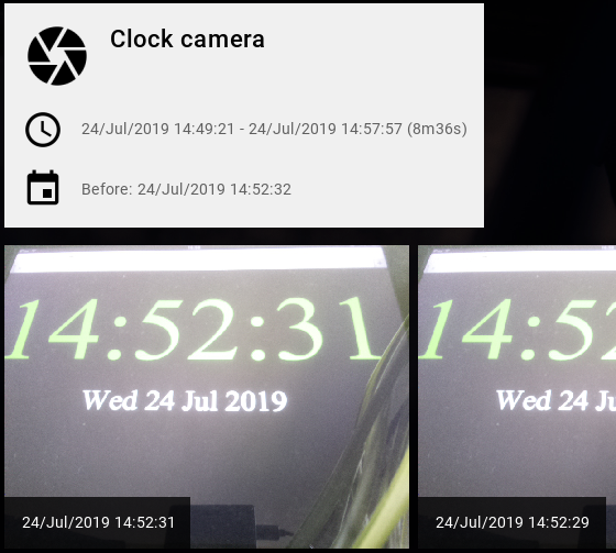 View camera image timelines