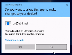 User Account Control window