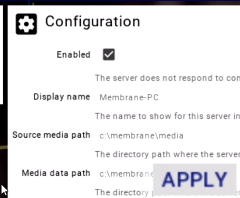 Configuration window